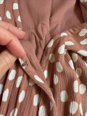 Abercrombie & Fitch Mauve Pink Polka Dot Faux Wrap Mini Dress. Size Medium thumbnail 3