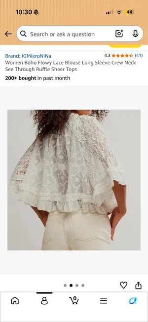 Amazon Cream Lace Top thumbnail 2