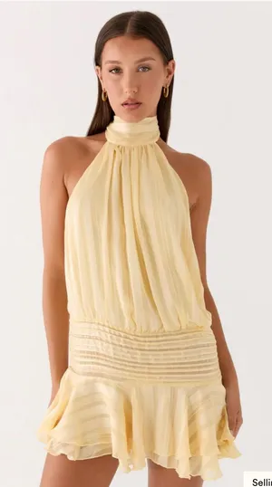 Peppermayo Willow Chiffon yellow mini dress thumbnail 1