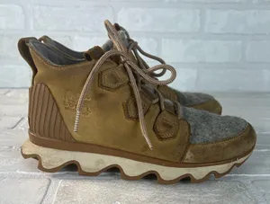 Sorel Kinetic Caribou Snow Boots‎ Womens 7.5 Light Brown Leather Gray Waterproof thumbnail 1