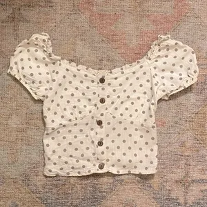 Monteau Los Angeles Polka Dot Smocked Back Top with Buttons thumbnail 1