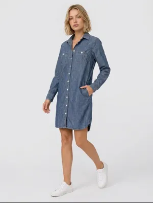 J.Crew blue denim shirt dress in a PXS thumbnail 2
