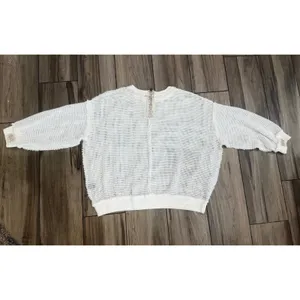 New! POL Oversized Open Knit Mesh Sweater Ivory Boho‎ Beachy Pullover Sz Small thumbnail 5