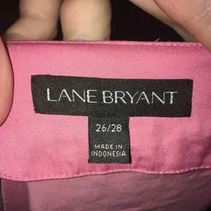 Lane Bryant silky pink v-neck flowy bell sleeve blouse thumbnail 3