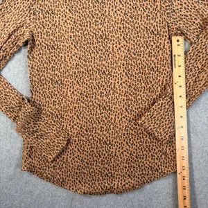 GAP Women's Small Feather T Leopard Print Long Sleeve T-Shirt Crew Neck Brown thumbnail 7