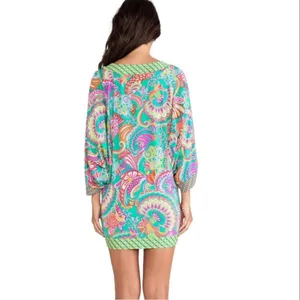 Trina Turk Festival Folkloric Tunic in Multi‎ swim cover up Sz S thumbnail 3