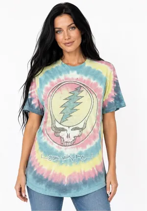 Liquid Blue Grateful Dead Steal Your Face Tie Dye T Shirt Reggae SYF Hippie thumbnail 1