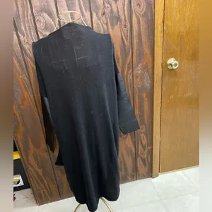 Zara black faux leather elbow open cardigan size medium thumbnail 9