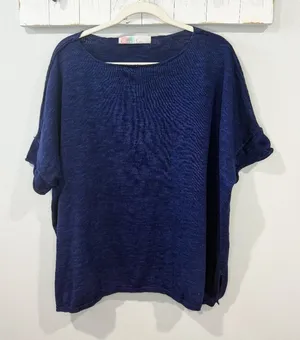 Free People FP Beach Oversized Knit Top Navy Size S thumbnail 1