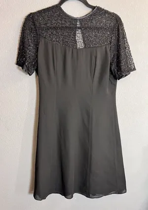 Laurence Kazar Womens vintage short sleeve beaded Formal‎ dress, Size Medium thumbnail 1