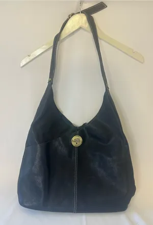 Mulberry Black Leather Hobo Bag with Brass Button thumbnail 1