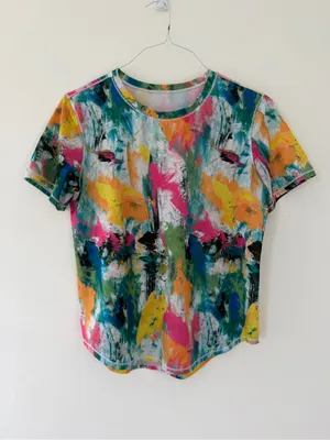 Lululemon High-Neck Running and Training T-Shirt in No Limits White Multi Medium thumbnail 3