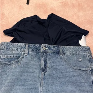 Hollister Low-Rise Star Embroidered Denim Mini Skort NWT thumbnail 11