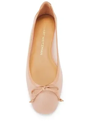 Stuart Weitzman Arabella Ballet Flats Rose Pink Mesh Leather Bow Slip-On NWT 9B thumbnail 1