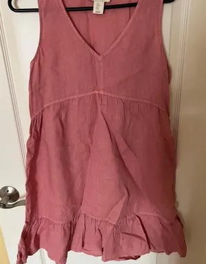 Pink Linen Dress In Size Small thumbnail 1