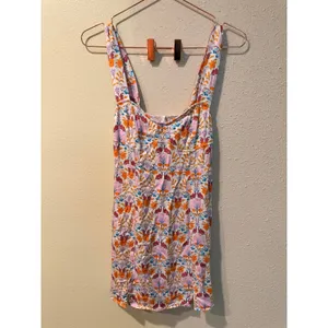 Free‎ People Mini Dress Women XS Multicolor Floral Sweetheart Slit Summer Boho thumbnail 5