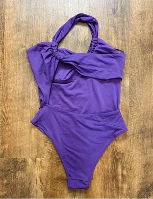 NWT ZARA Asymmetric Swimsuit Sz Small Purple One Piece One Shoulder thumbnail 4
