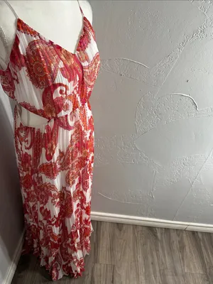 Express Pink & Orange Paisley Cutout Maxi Dress thumbnail 4