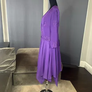 Purple Chiffon Formal Dress Floral Detail Corset Back Matching Jacket Size 12 thumbnail 5