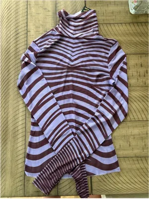 AFRM Purple & Black Mesh Turtleneck Top with Thumbholes thumbnail 2