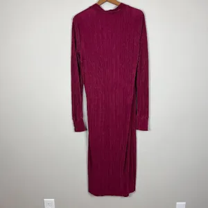 YAS Wrap Dress Womens Medium‎ Wine Maxi Long Sleeve Ribbed V-Neck Slinky Stretch thumbnail 10