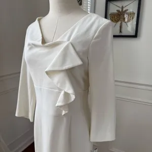 NWT Adriana Papell Ivory Semi Ruffle Sheath Dress $138 2 thumbnail 4