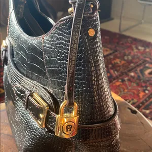 Mint Vintage Etienne Aigner Crocodile embossed leather shoulder bag thumbnail 3