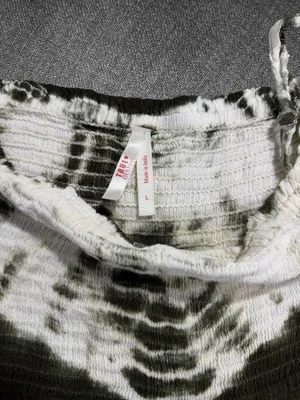 True Destiny Olive Tie-Dye Cold Shoulder Mini Dress Size Large thumbnail 4