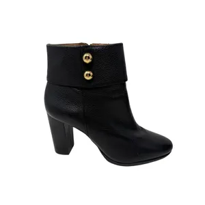 Kate Spade Bridgette Black Pebble Leather Gold Button Platform Block Heel 7.5 thumbnail 2