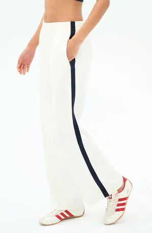 SPLITS59 Maxie Rigor Track Pant Wide Leg in White / Indigo Blue Small $178 thumbnail 1
