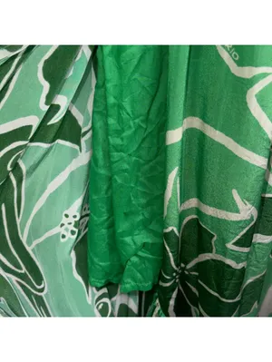 Farm Rio Anthropologie Green One Shoulder Maxi Dress L thumbnail 9