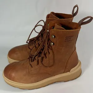 SOREL Hi-Line Lace Boots‎ Womens 6.5 Brown Waterproof Leather Combat Scorch thumbnail 3