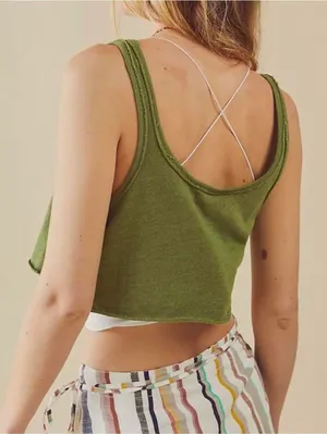 Free People We The Free Crop Top Green XS thumbnail 2