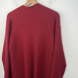 Eileen Fisher Open Front Ribbed Cardigan Sweater 100% Merino Wool Deep Red Med thumbnail 6