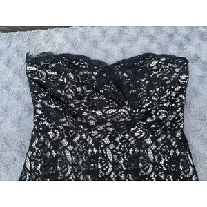White House Black Market Black Lace Dress Strapless Cocktail Formal Sz 4 Small thumbnail 9