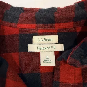 LL Bean Red Buffalo Check Plaid Cotton Flannel Shirt Relaxed Fit Pocket Size XL thumbnail 8