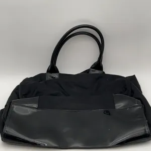 Tory Burch Ella Patent Shoulder Tote Bag Large Logo Black Patent Leather Used thumbnail 2