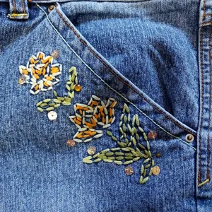 d. jeans Bootcut floral embroidered sz 16 Girlhoodcore feminine grandma 90s Y2K thumbnail 4