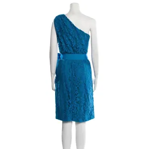 Tadashi Shoji Womens One Shoulder Floral Lace Sheath‎ Dress Teal Blue Size 14 thumbnail 3