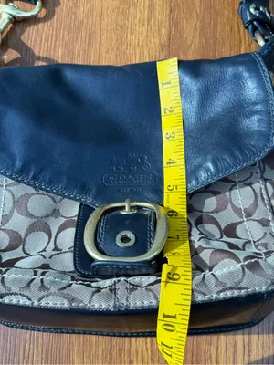 Coach Bleecker Signature Buckle Flap Shoulder Bag Style 11434 Black Brown thumbnail 12