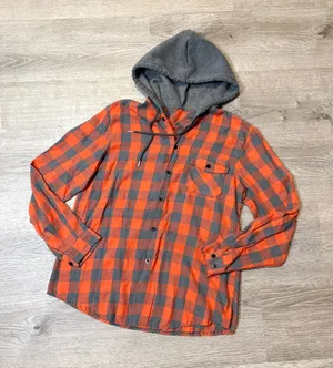 Plaid hooded long sleeve Orange Size M thumbnail 1