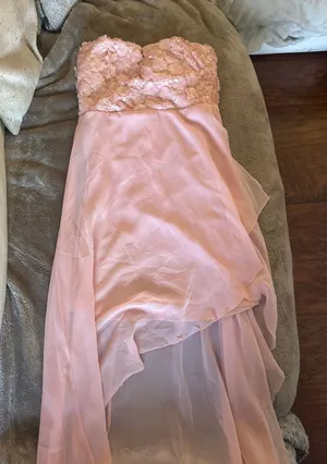 Foreign Exchange Vintage baby Pink sequins fairy chiffon layered strapless dress thumbnail 1