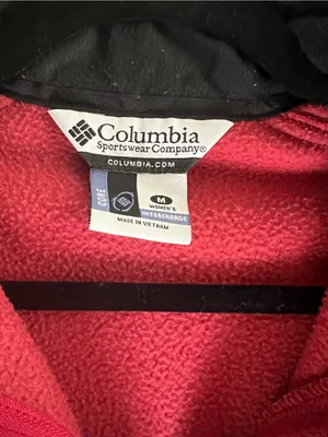 Columbia Red Fleece Jacket with Black Shoulder and Sleeve Panels thumbnail 3