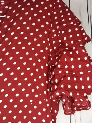 BaliElf V- Neck Short Flutter Sleeves Polka Dot Ruffle Boho Retro Summer Dress thumbnail 5