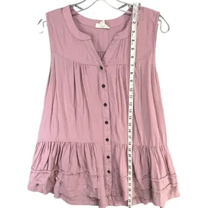 Entro Tunic Tank‎ Top Womens S Pink Sleeveless Button Down Tiered Soft Babydoll thumbnail 8