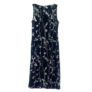 Vtg Y2 Eve Adams Midi Dress Sz M Holiday Gala Metallic Glitter Formal Floral thumbnail 2