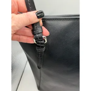 Coach Purse Black‎ Peyton Saffiano Leather Zip Top Tote Shoulder Bag Logo Charm thumbnail 7