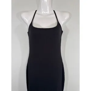 Quince Black Ribbed Racerback Maxi Dress Women MED NEW Preppy Casual Minimalist thumbnail 2