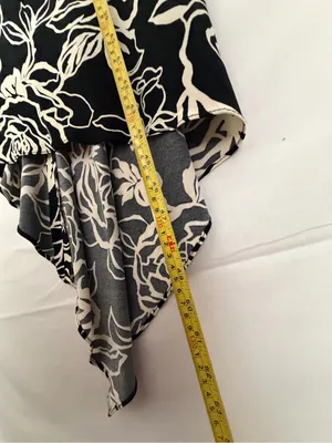 Mary L Couture Women Black Ivory Floral Asymmetric Hem Midi Dress Sz 10(A853) thumbnail 6
