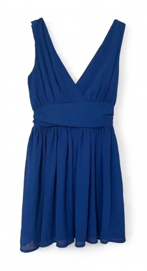 Charlotte Russe Navy Blue Mini Dress Size Small | Sleeveless V-Neck Fit & Flare thumbnail 1